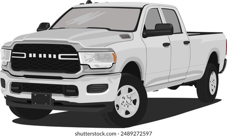 isolated heavy pickup truck front side view illustration on white background full editable format, high resolution graphics