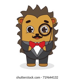 Isolated Hedgehog in the style cartoon. Vector Illustration.