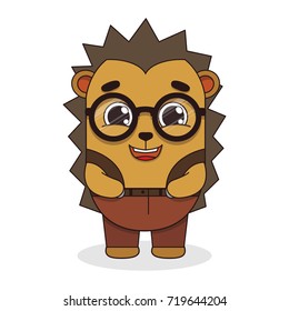 Isolated Hedgehog in the style cartoon. Vector Illustration.