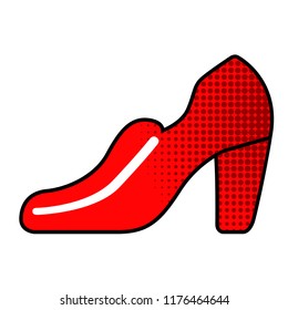 Isolated heeled shoe icon. Comic pop art. Vector illustration design