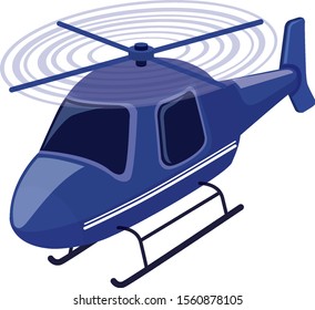 Isolated helicopter in blue color illustration