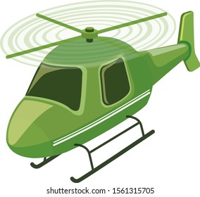 Isolated helicopter in green color illustration