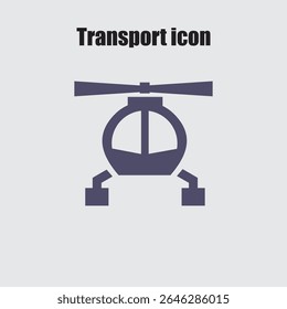 An isolated helicopter icon features a simple design, conveying transportation with a clean, minimalist style and aerial mobility.