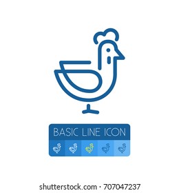 Isolated Hen Outline. Poultry Vector Element Can Be Used For Rooster, Hen, Poultry Design Concept.