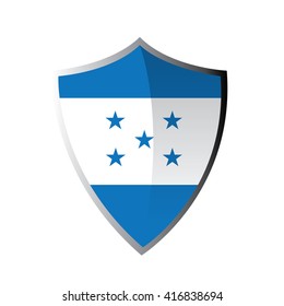 Isolated heraldry shield with the flag of honduras on a white background