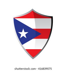 Isolated heraldry shield with the flag of puerto rico on a white background