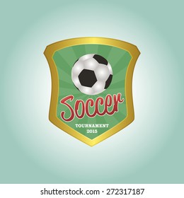 Isolated heraldry shield with a soccer ball and text. Vector illustration