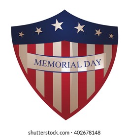 Isolated heraldry shield with text and the american flag on a white background