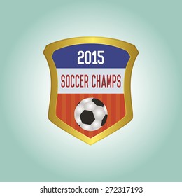 Isolated heraldry shield with text and a soccer ball. Vector illustration