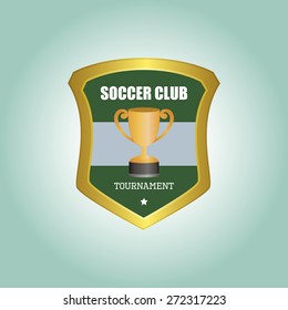 Isolated heraldry shield with text and a trophy. Vector illustration