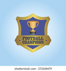 Isolated heraldry shield with a trophy and text. Vector illustration