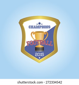 Isolated heraldry shield with a trophy and text. Vector illustration