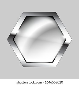 Fondo gris hexagonal aislado con marco plateado. Ilustración del vector