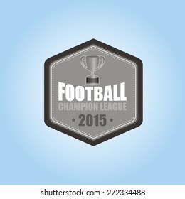 Isolated hexagon label with a trophy and text. Vector illustration