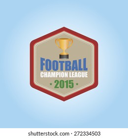 Isolated hexagon label with a trophy and text. Vector illustration