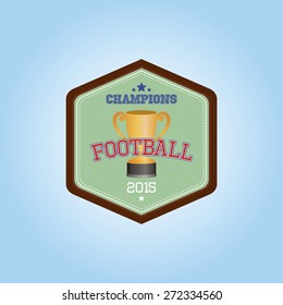 Isolated hexagon label with a trophy and text. Vector illustration