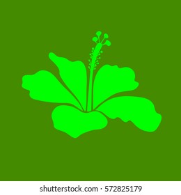 Isolated hibiscus vector icon. Single tropical flower in green colors.