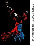 Isolated high contrast flamenco dancer vector illustration.