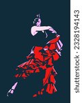 Isolated high contrast flamenco dancer vector illustration.