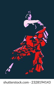 Isolated high contrast flamenco dancer vector illustration.