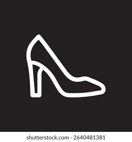 An isolated high heel shoe icon with a sleek and modern design great for fashion related concepts or designs presented on a black background.