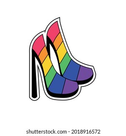 Isolated high heel shoes pride icon with lgbt colors Vector