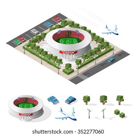 Isolated High Quality Isometric Stadium on White Background.