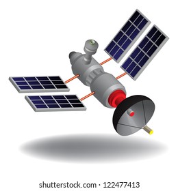 Isolated high tech communication satellite with various transponders, antenna, switching systems and solar cells