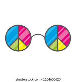 Isolated hippy round glasses in a white background. Flat cartoon style vector illustration.