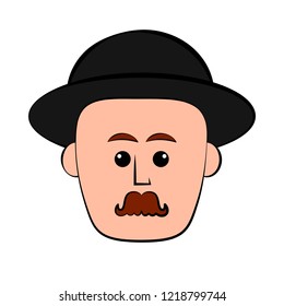 Isolated hipster avatar with a hat. Vector illustration design