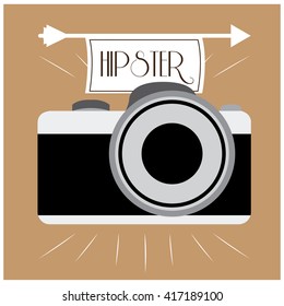 Isolated hipster camera on a colored background with text