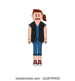 Isolated hipster cartoon character. Vector illustration design