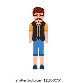 Isolated hipster cartoon character. Vector illustration design