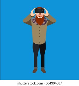 Isolated hipster with a cellphone, Selfie vector illustration