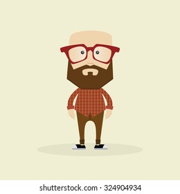 Isolated Hipster character on a white background