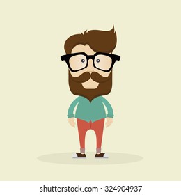 Isolated Hipster character on a white background