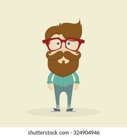 Isolated Hipster character on a white background