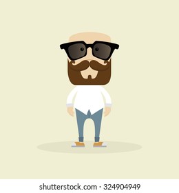 Isolated Hipster character on a white background