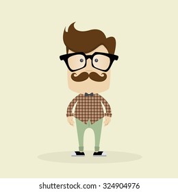Isolated Hipster character on a white background