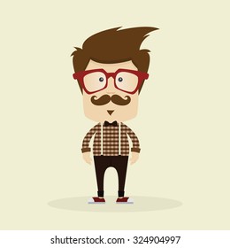 Isolated Hipster character on a white background
