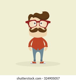 Isolated Hipster character on a white background