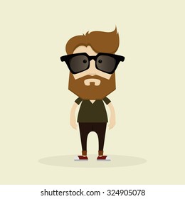 Isolated Hipster character on a white background