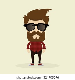 Isolated Hipster character on a white background