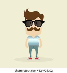 Isolated Hipster character on a white background