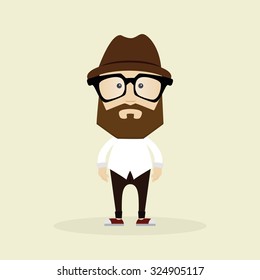 Isolated Hipster character on a white background