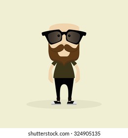 Isolated Hipster character on a white background