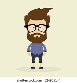 Isolated Hipster character on a white background