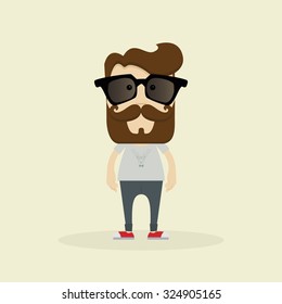 Isolated Hipster character on a white background