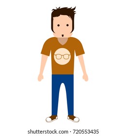 Isolated hipster character on a white background, Vector illustration