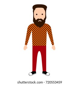 Isolated hipster character on a white background, Vector illustration